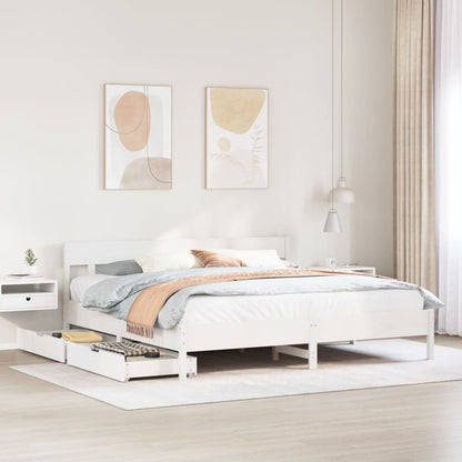 Bed Frame without Mattress White 200x200 cm Solid Wood Pine