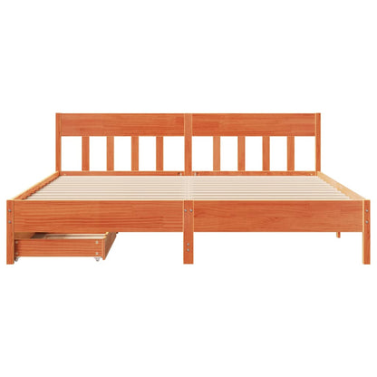 Bed Frame without Mattress Wax Brown 200x200 cm Solid Wood Pine