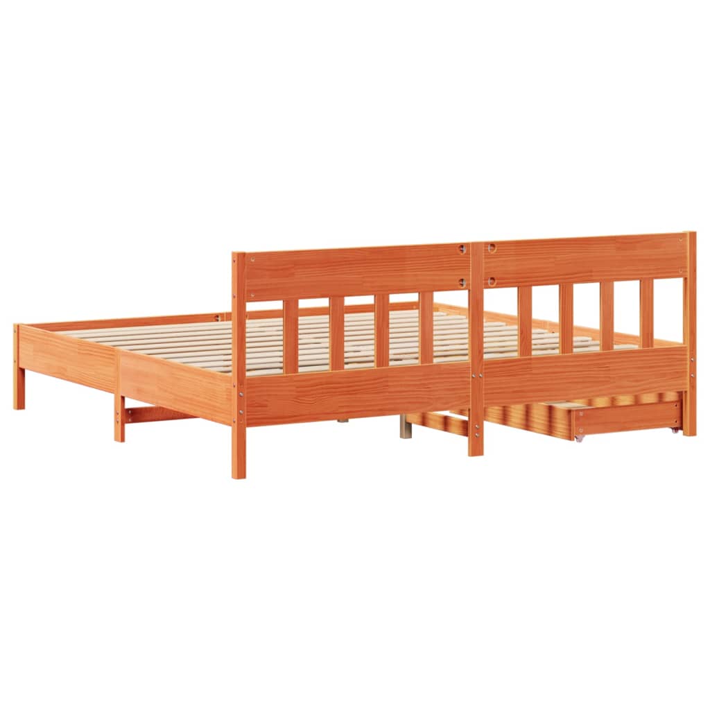 Bed Frame without Mattress Wax Brown 200x200 cm Solid Wood Pine