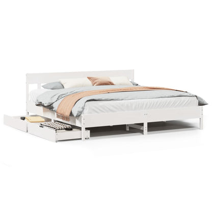 Bed Frame without Mattress White 180x200 cm Super King Solid Wood Pine