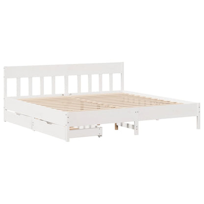 Bed Frame without Mattress White 180x200 cm Super King Solid Wood Pine