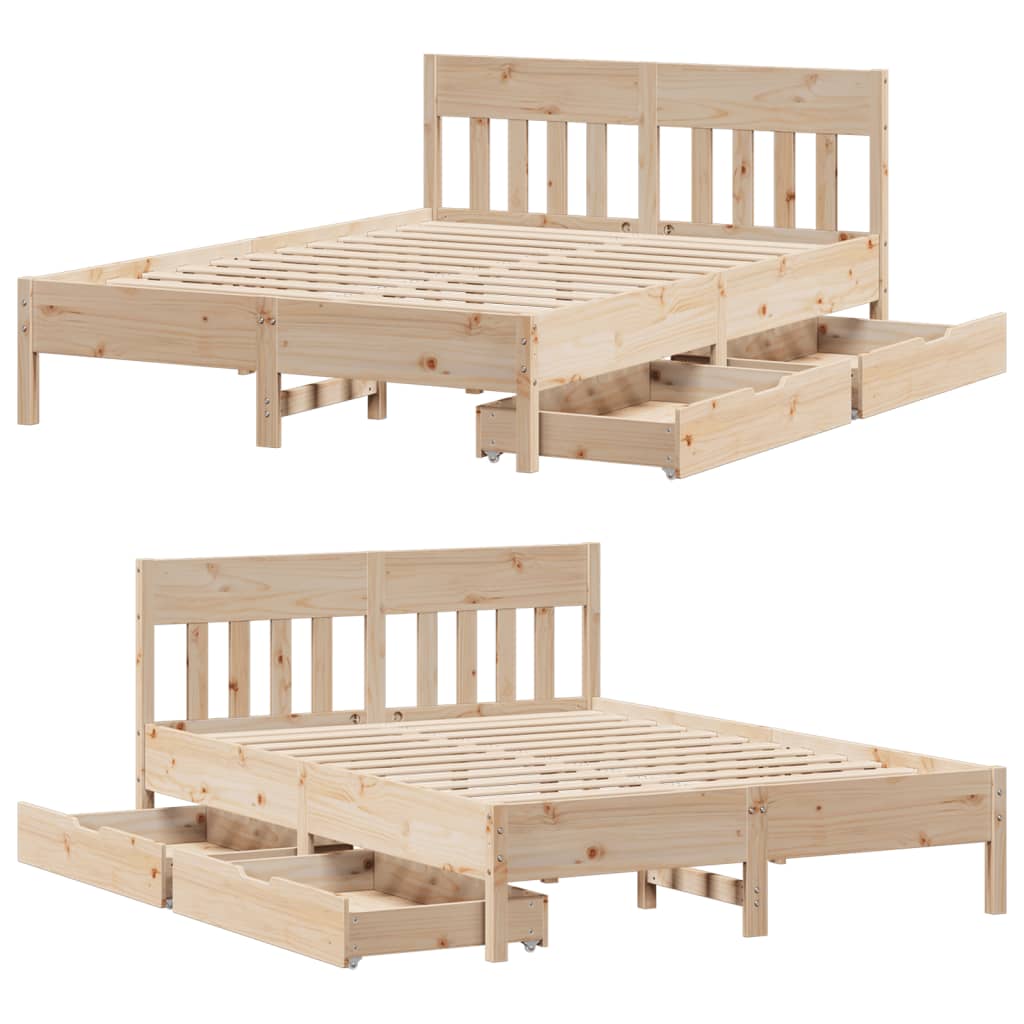 Bed Frame without Mattress 160x200 cm Solid Wood Pine