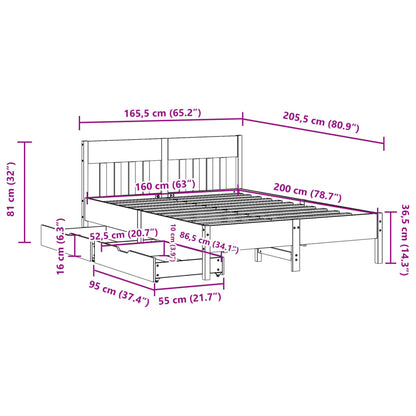 Bed Frame without Mattress 160x200 cm Solid Wood Pine