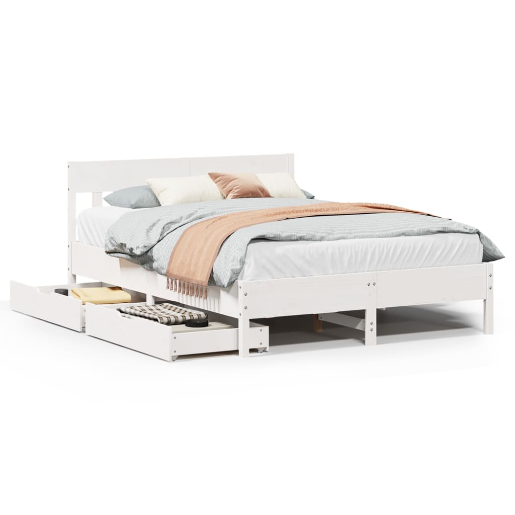 Bed Frame without Mattress White 160x200 cm Solid Wood Pine