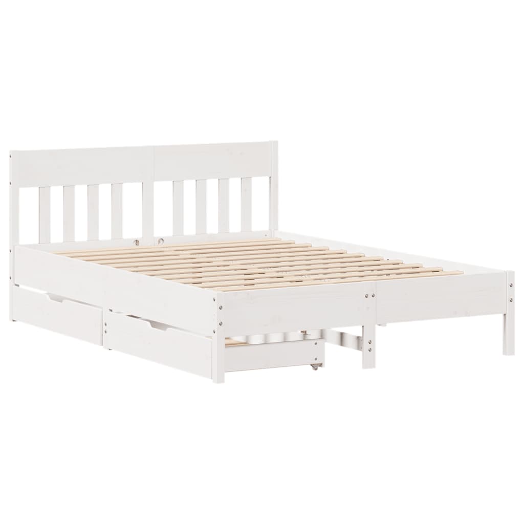 Bed Frame without Mattress White 160x200 cm Solid Wood Pine