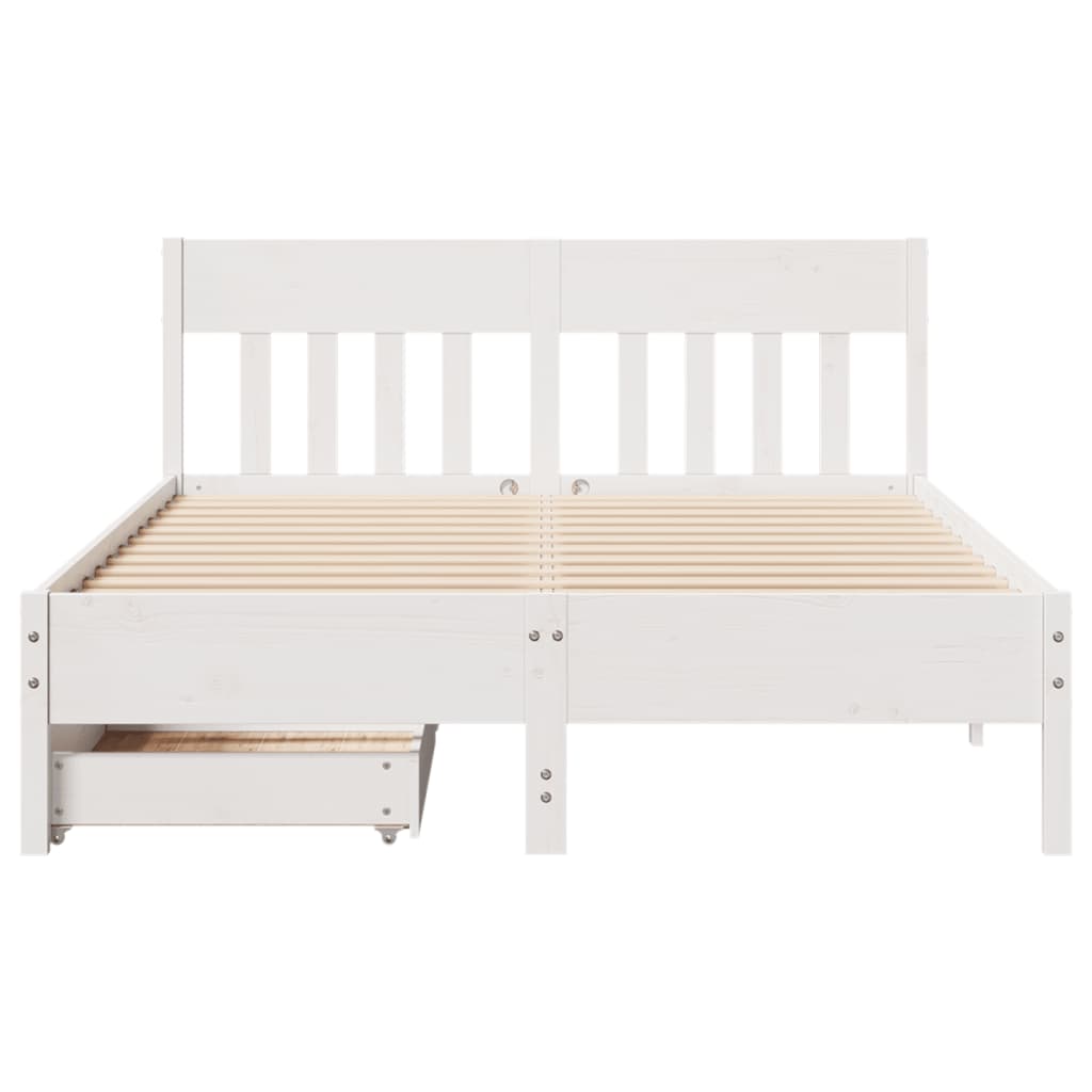 Bed Frame without Mattress White 160x200 cm Solid Wood Pine