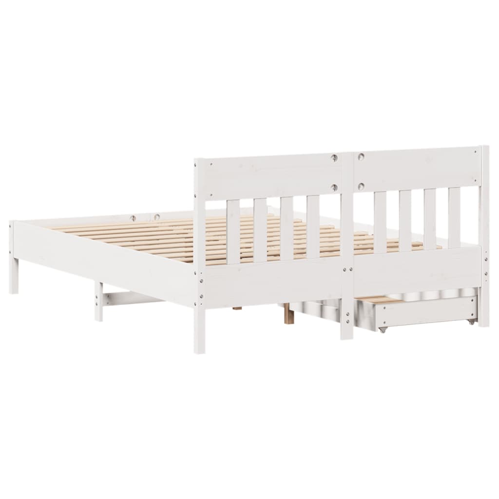 Bed Frame without Mattress White 160x200 cm Solid Wood Pine