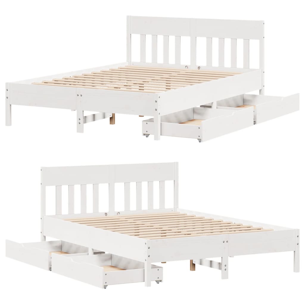 Bed Frame without Mattress White 160x200 cm Solid Wood Pine