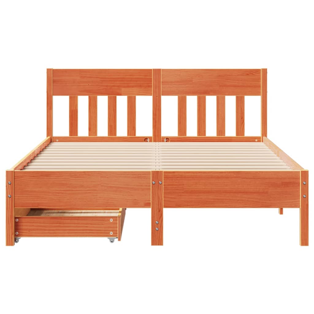 Bed Frame without Mattress Wax Brown 160x200 cm Solid Wood Pine