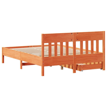 Bed Frame without Mattress Wax Brown 160x200 cm Solid Wood Pine