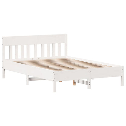 Bed Frame without Mattress White 150x200 cm King Size Solid Wood Pine