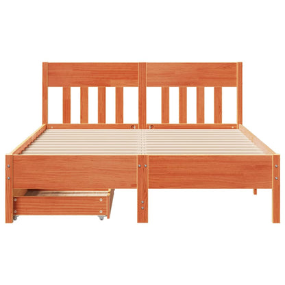 Bed Frame without Mattress Wax Brown 150x200 cm King Size Solid Wood Pine