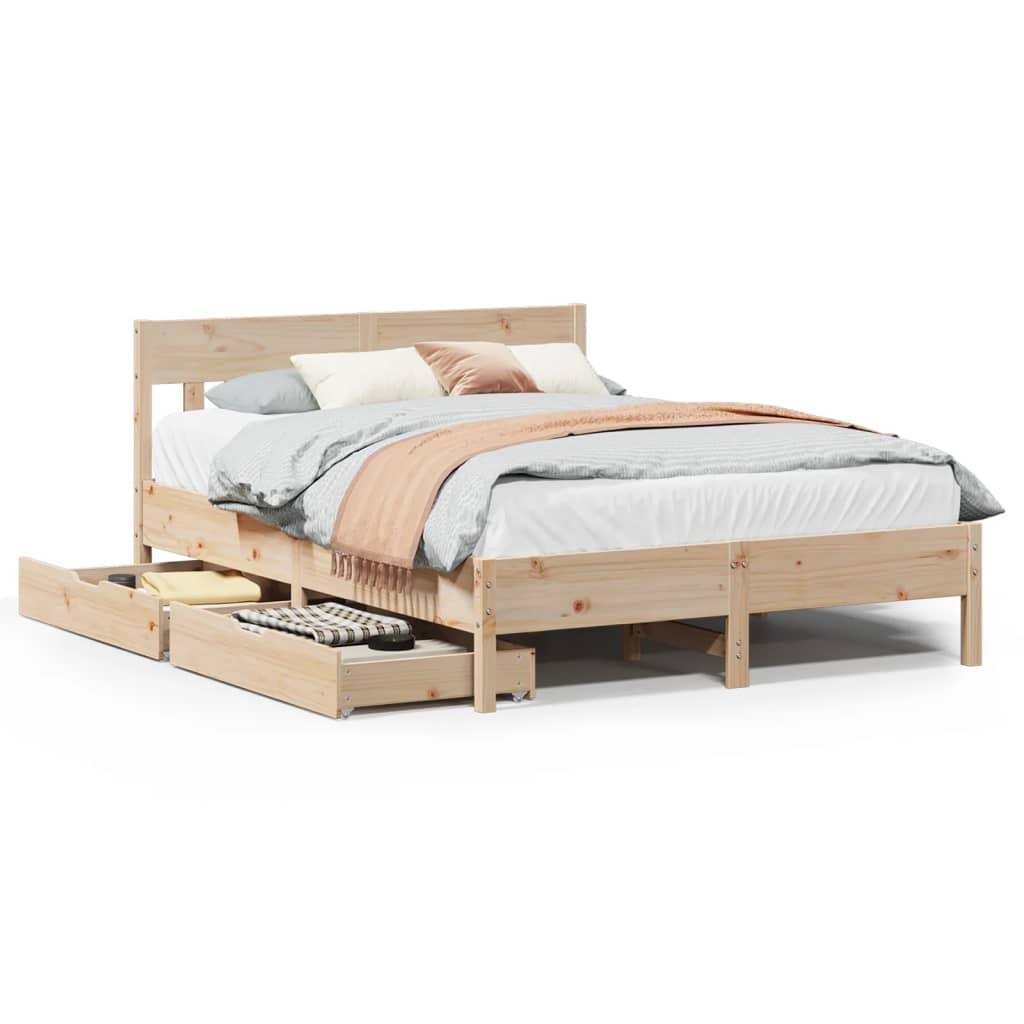 Bed Frame without Mattress 140x200 cm Solid Wood Pine