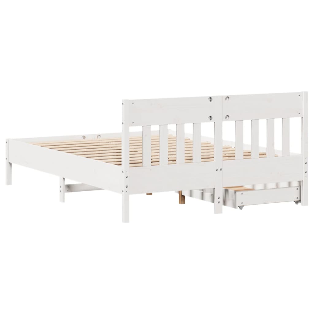 Bed Frame without Mattress White 140x200 cm Solid Wood Pine