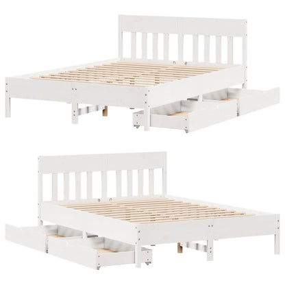 Bed Frame without Mattress White 140x200 cm Solid Wood Pine