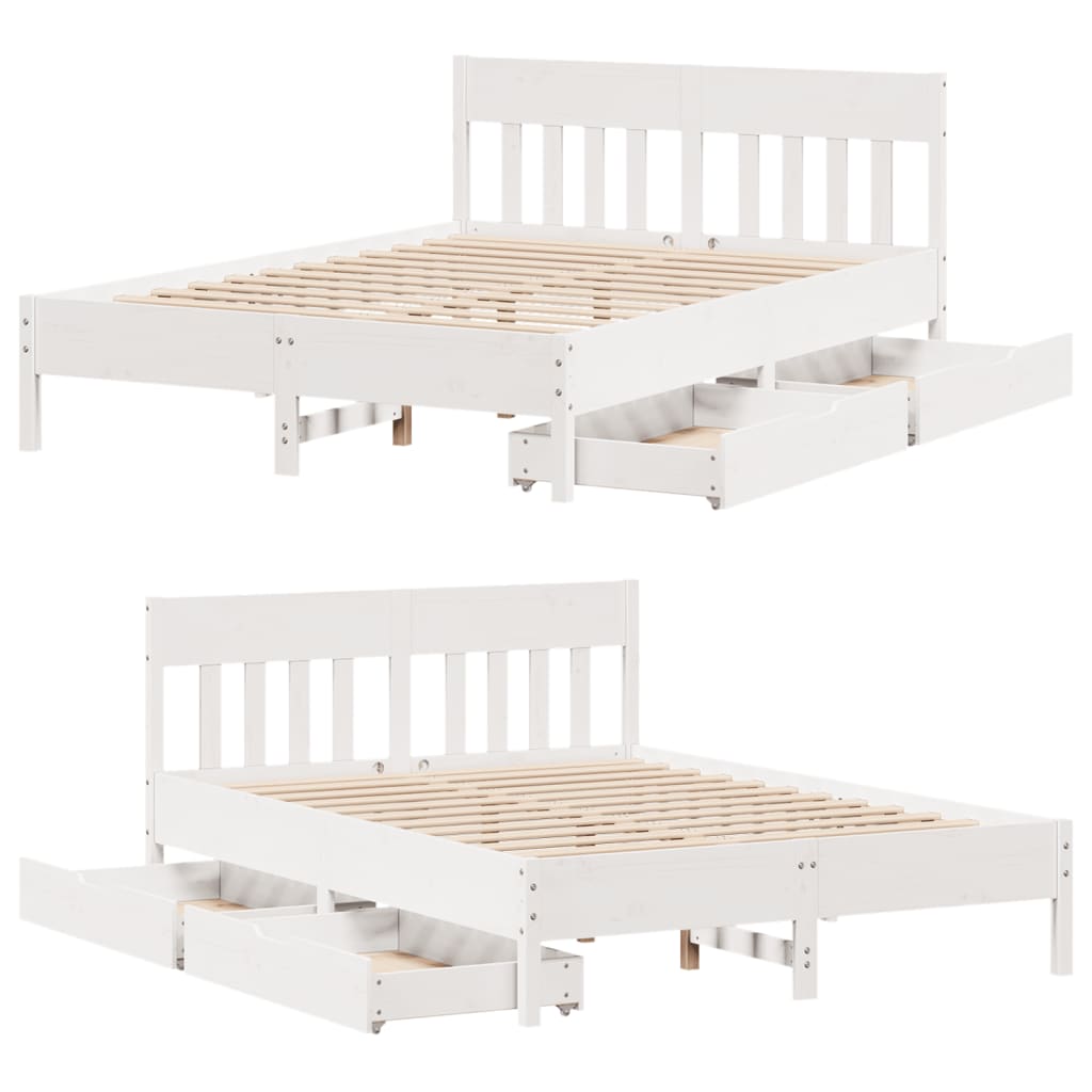 Bed Frame without Mattress White 120x200 cm Solid Wood Pine