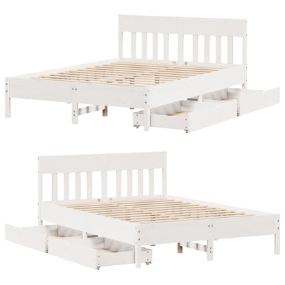 Bed Frame without Mattress White 120x200 cm Solid Wood Pine