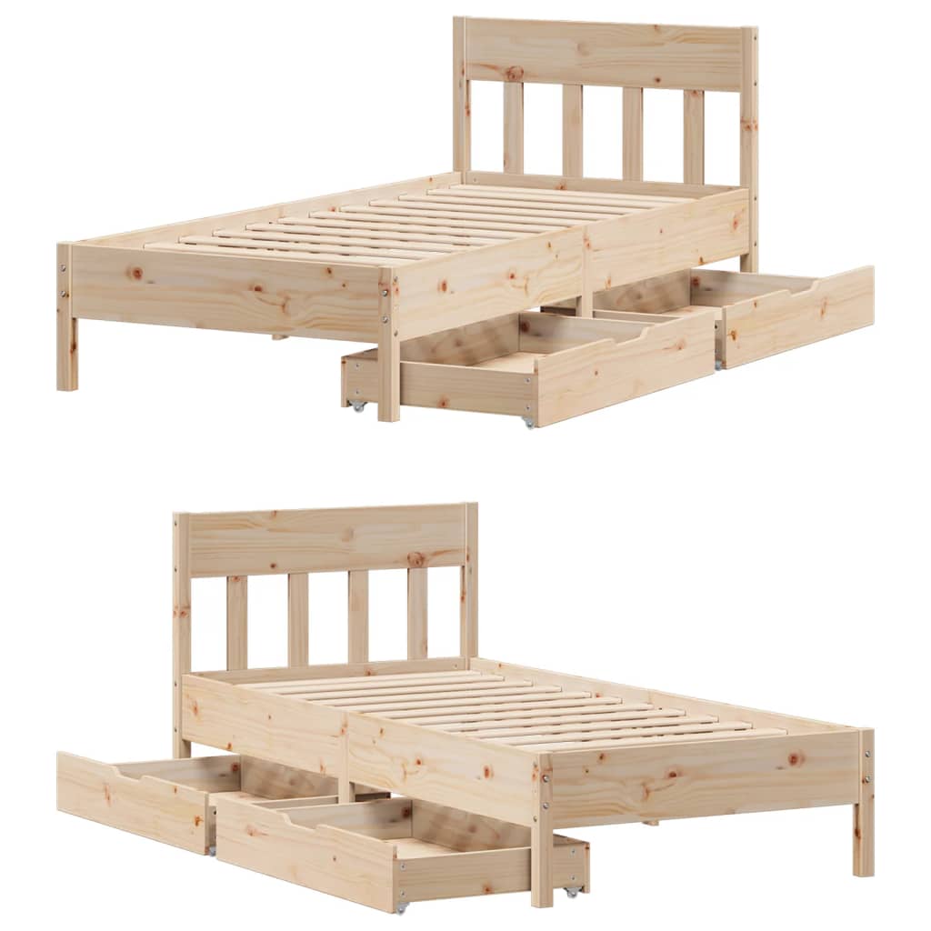 Bed Frame without Mattress 100x200 cm Solid Wood Pine