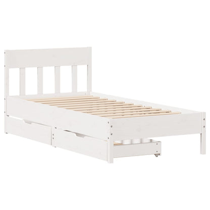 Bed Frame without Mattress White 100x200 cm Solid Wood Pine