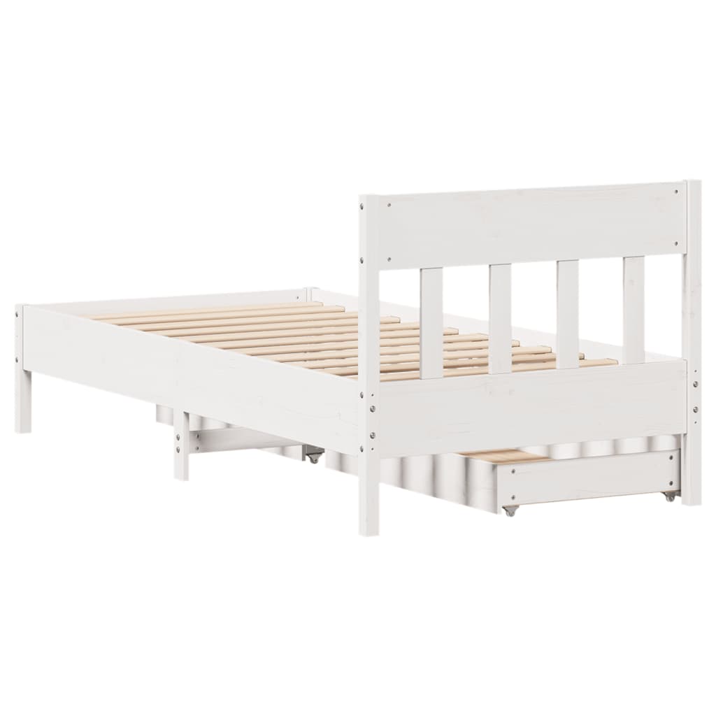 Bed Frame without Mattress White 100x200 cm Solid Wood Pine