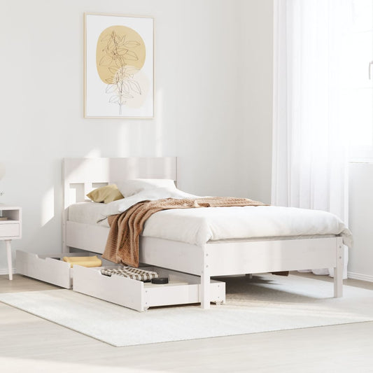 Bed Frame without Mattress White 100x200 cm Solid Wood Pine