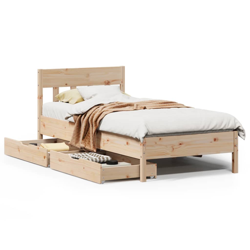 Bed Frame without Mattress 90x200 cm Solid Wood Pine