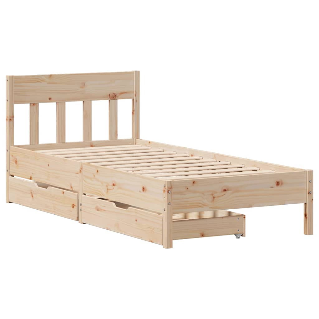 Bed Frame without Mattress 90x200 cm Solid Wood Pine