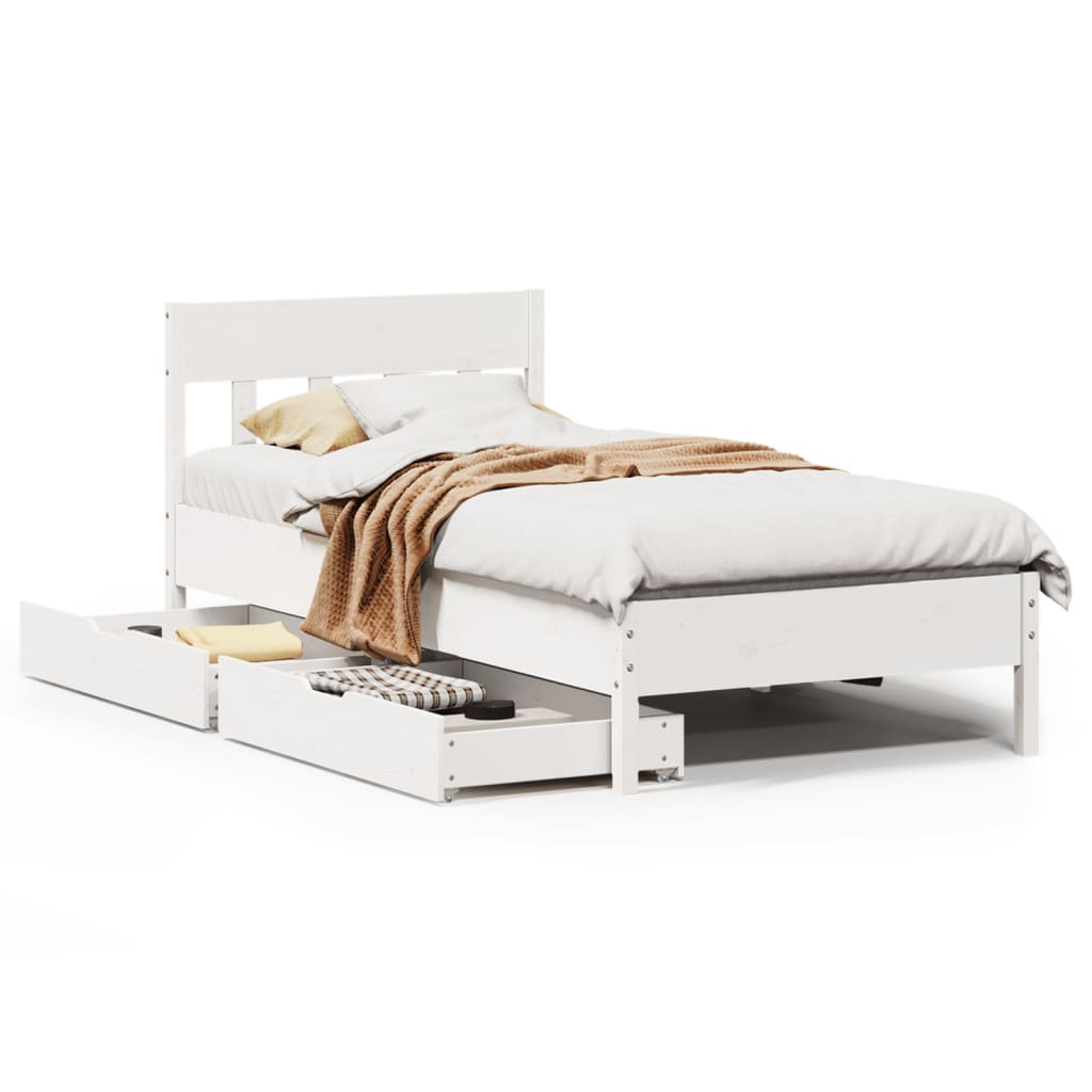 Bed Frame without Mattress White 90x200 cm Solid Wood Pine