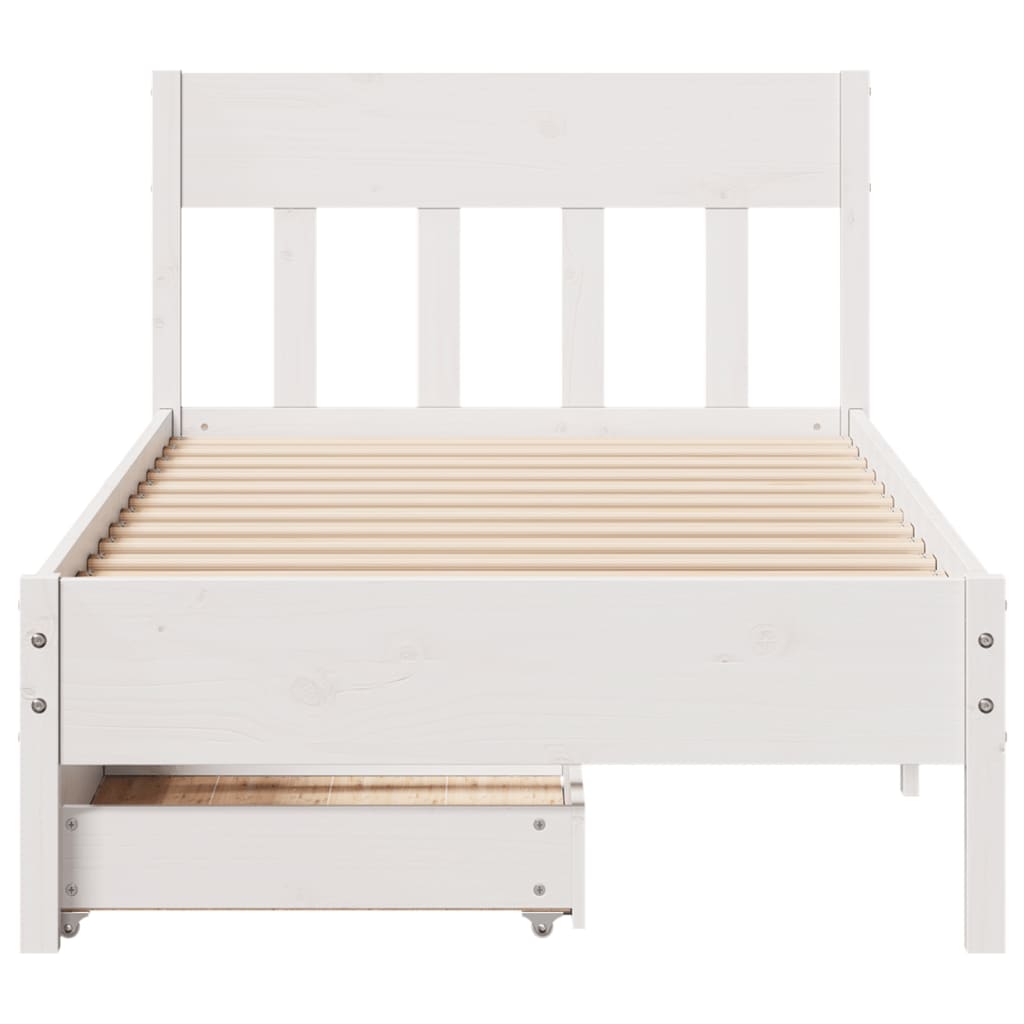 Bed Frame without Mattress White 90x200 cm Solid Wood Pine