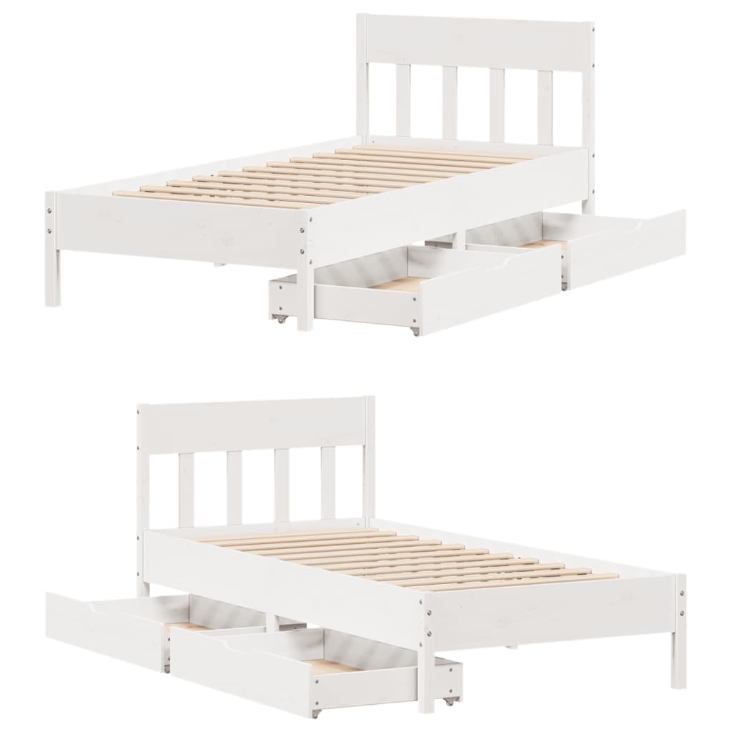 Bed Frame without Mattress White 90x200 cm Solid Wood Pine