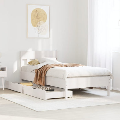 Bed Frame without Mattress White 90x200 cm Solid Wood Pine