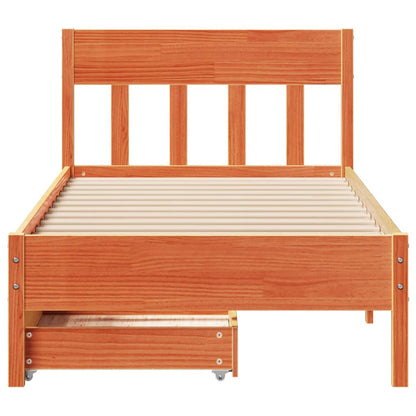 Bed Frame without Mattress Wax Brown 90x200 cm Solid Wood Pine