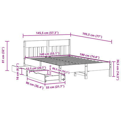 Bed Frame without Mattress White 140x190 cm Solid Wood Pine