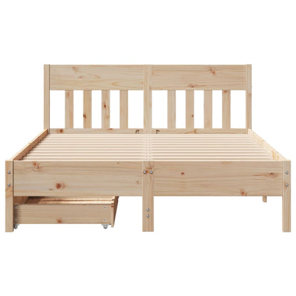 Bed Frame without Mattress 135x190 cm Double Solid Wood Pine