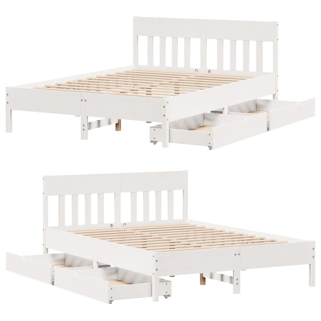 Bed Frame without Mattress White 120x190 cm Small Double Solid Wood Pine