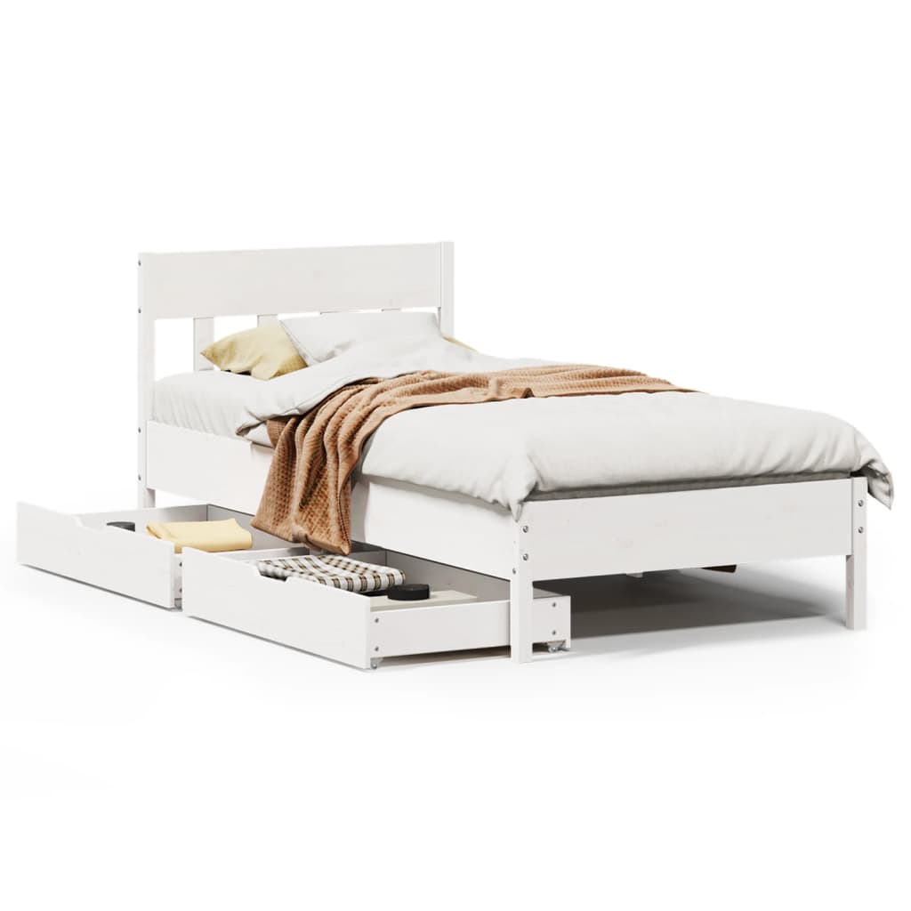 Bed Frame without Mattress White 90x190 cm Single Solid Wood Pine