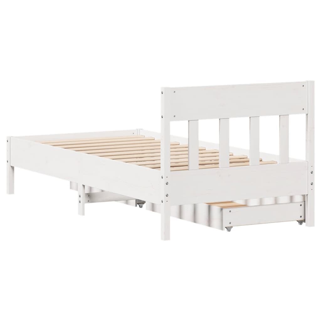 Bed Frame without Mattress White 90x190 cm Single Solid Wood Pine