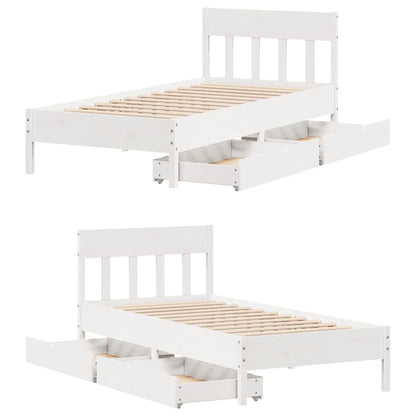 Bed Frame without Mattress White 90x190 cm Single Solid Wood Pine