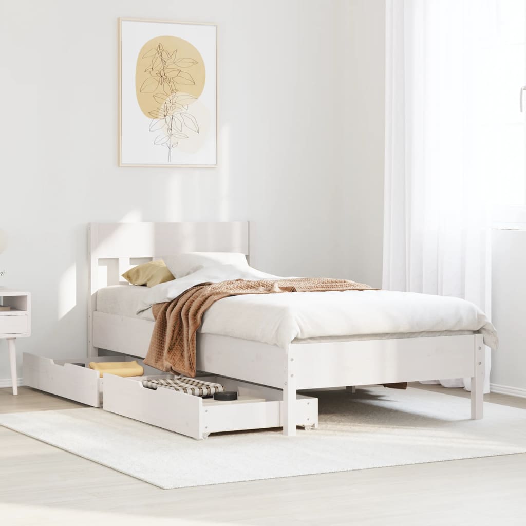 Bed Frame without Mattress White 90x190 cm Single Solid Wood Pine