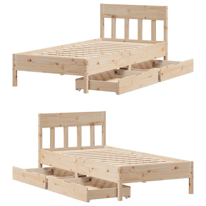 Bed Frame without Mattress 75x190 cm Small Single Solid Wood Pine