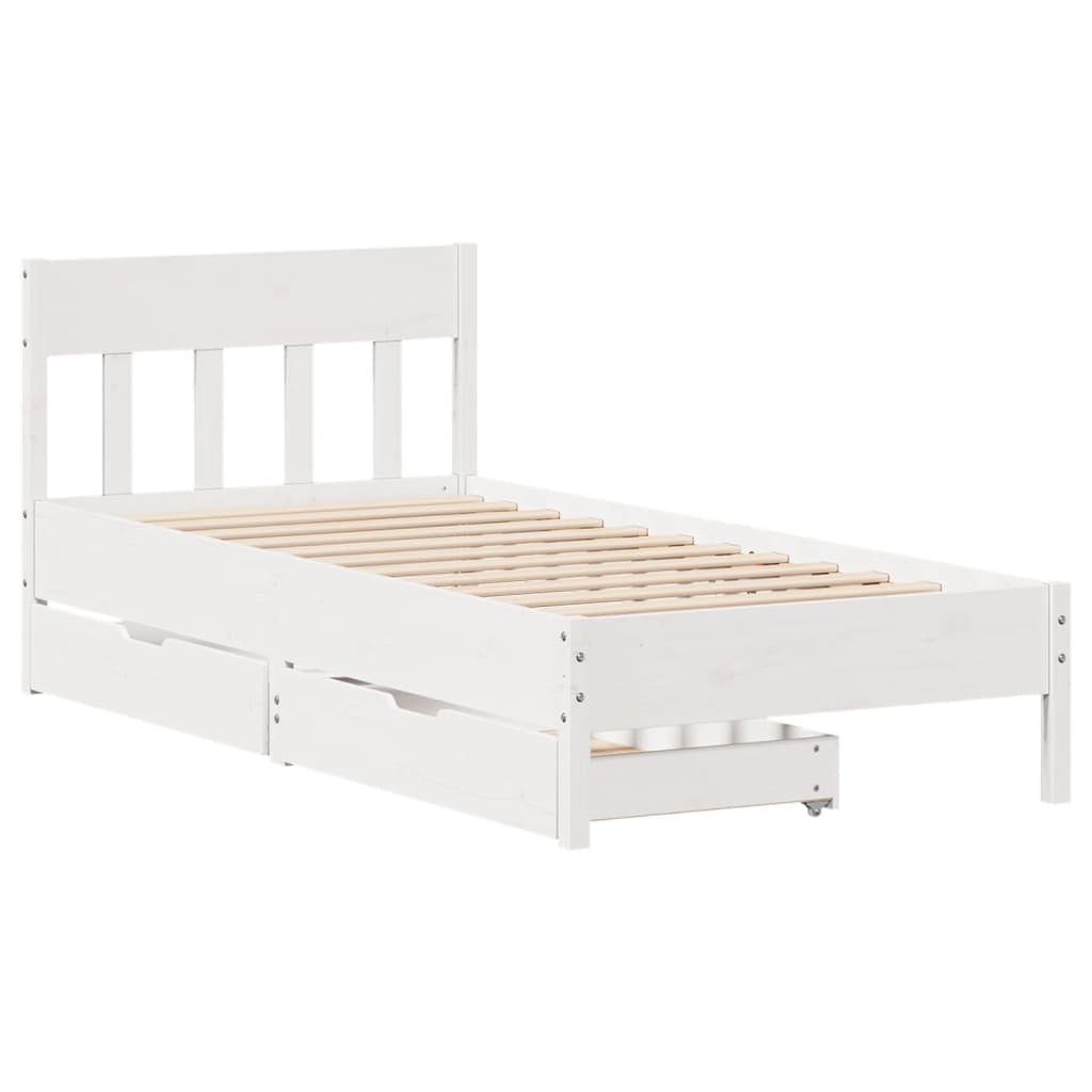 Bed Frame without Mattress White 75x190 cm Small Single Solid Wood Pine