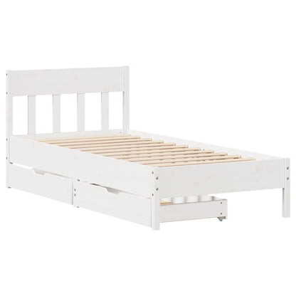 Bed Frame without Mattress White 75x190 cm Small Single Solid Wood Pine