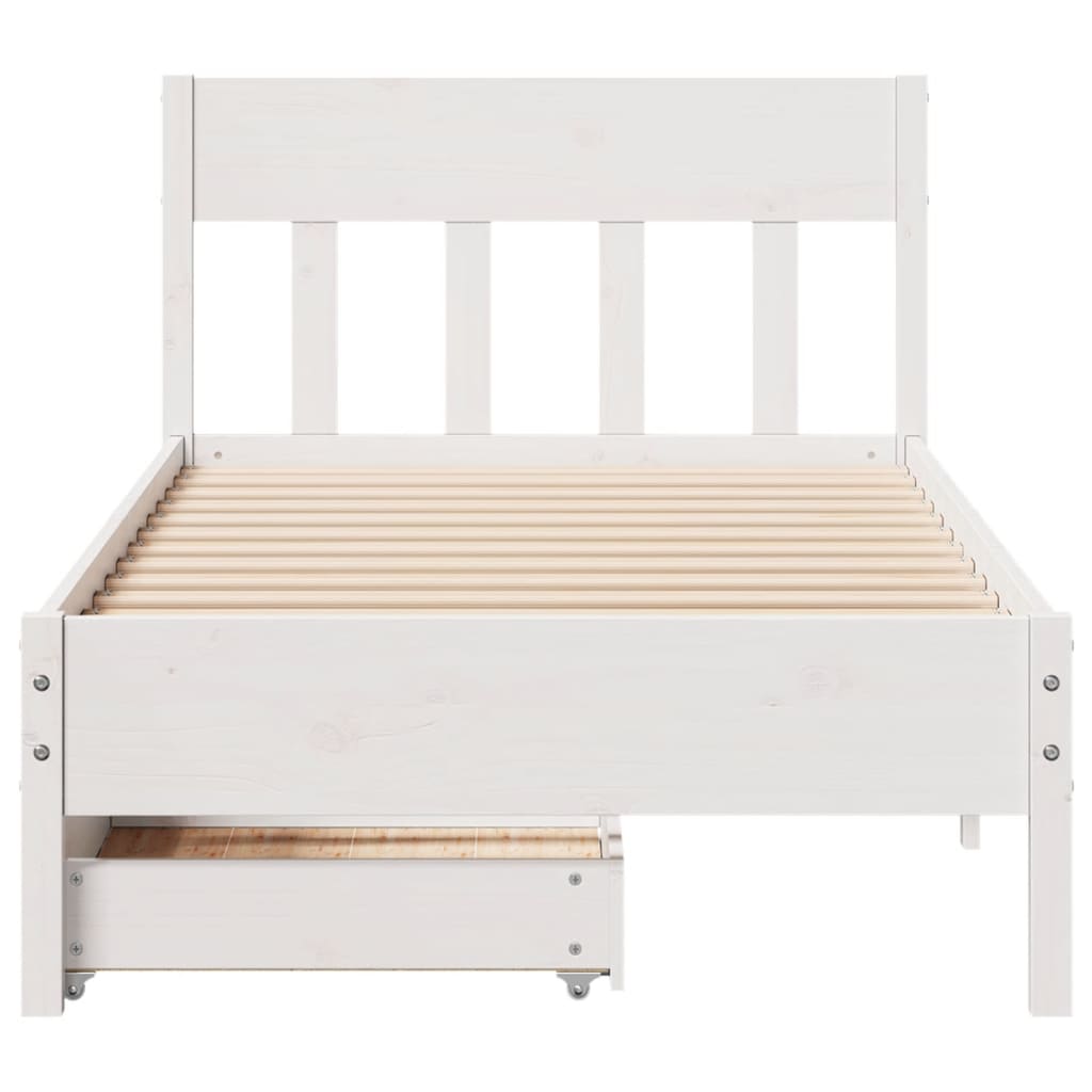 Bed Frame without Mattress White 75x190 cm Small Single Solid Wood Pine