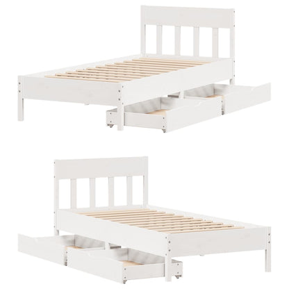 Bed Frame without Mattress White 75x190 cm Small Single Solid Wood Pine