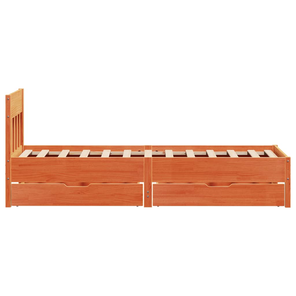 Bed Frame without Mattress Wax Brown 75x190 cm Small Single Solid Wood Pine