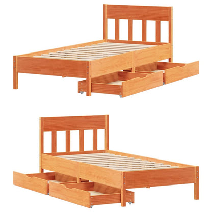 Bed Frame without Mattress Wax Brown 75x190 cm Small Single Solid Wood Pine