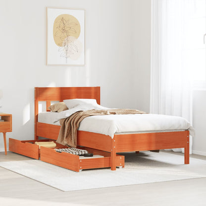 Bed Frame without Mattress Wax Brown 75x190 cm Small Single Solid Wood Pine