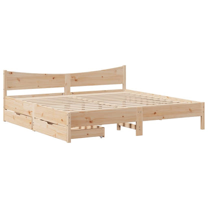 Bed Frame with Drawers 200x200 cm Solid Wood Pine