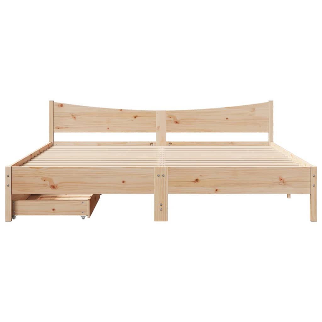 Bed Frame with Drawers 200x200 cm Solid Wood Pine