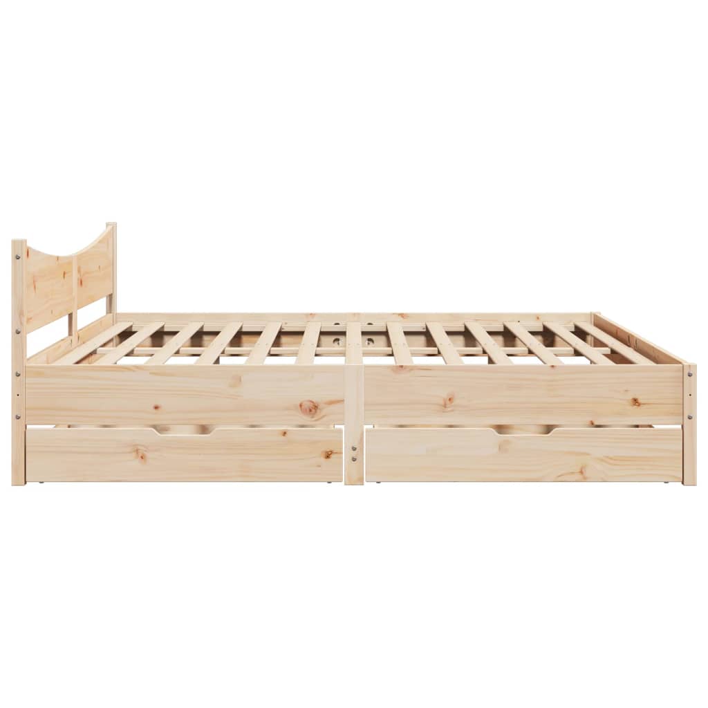 Bed Frame with Drawers 200x200 cm Solid Wood Pine